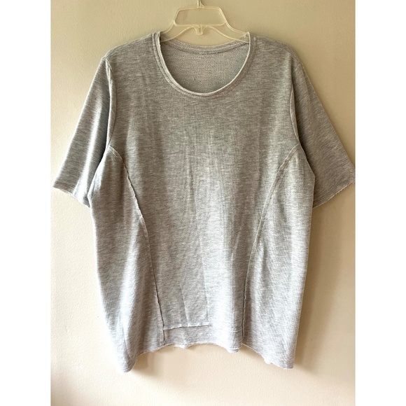 Unbranded Sz XL Gray Tunic Stretch Shirt  Soft Raw Hems Boho Chic Crew Neck - Picture 1 of 8